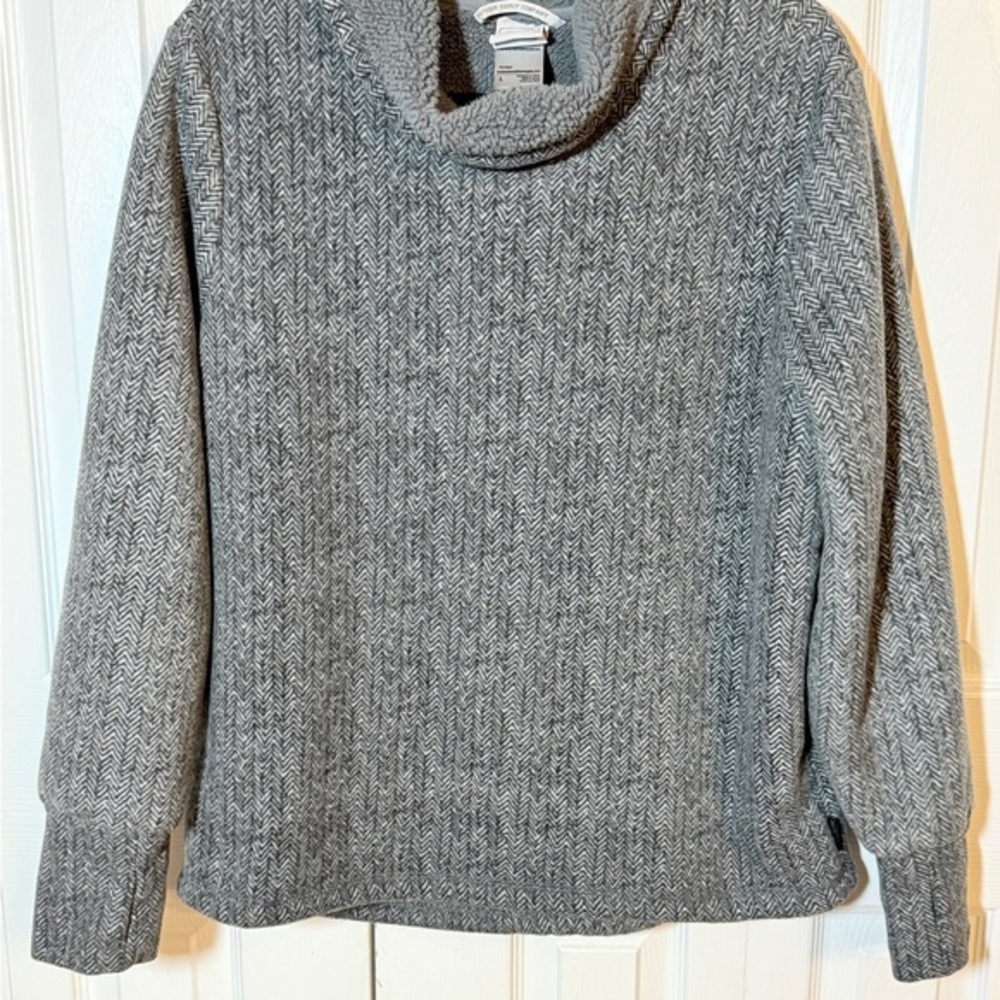Avalanche Women's Cowl Neck Sweater - Charcoal Gray Cut-out Thumb Holes Sz L AJ